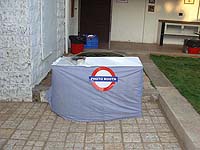 Plain blue table cover